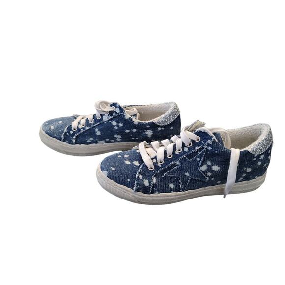 EUC THE SHOE BOX DENIM WHITE SPLATTER SNEAKERS SIZE 39 - Picture 2 of 6